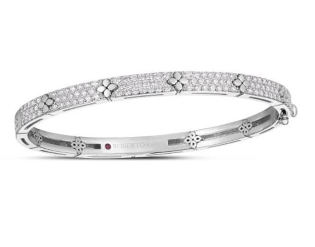 Roberto Coin Love In Verona Diamond Flower Bangle