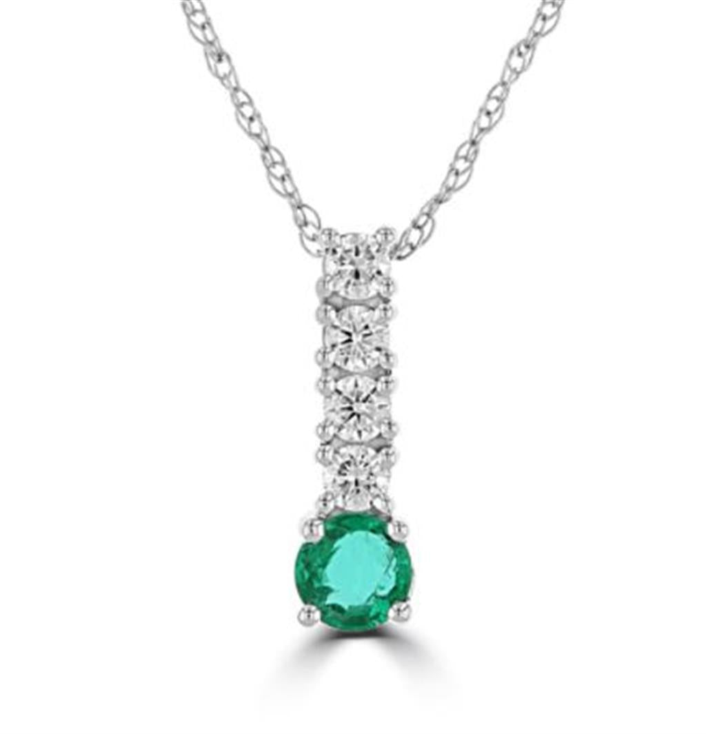 Rolland's Designs 14K White Gold Diamond & Emerald Pendant