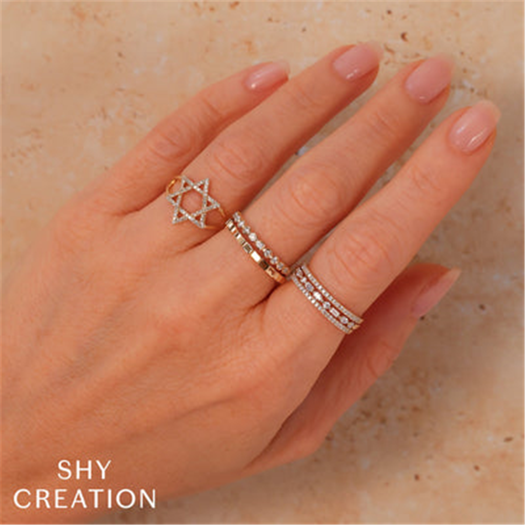 Shy Creation Diamond Star Of David Ring