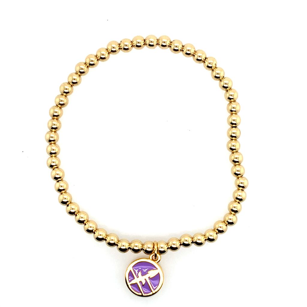 Dee Berkley Gold Filled Beaded Bracelet with Enamel Sagittarius Zodiac Charm