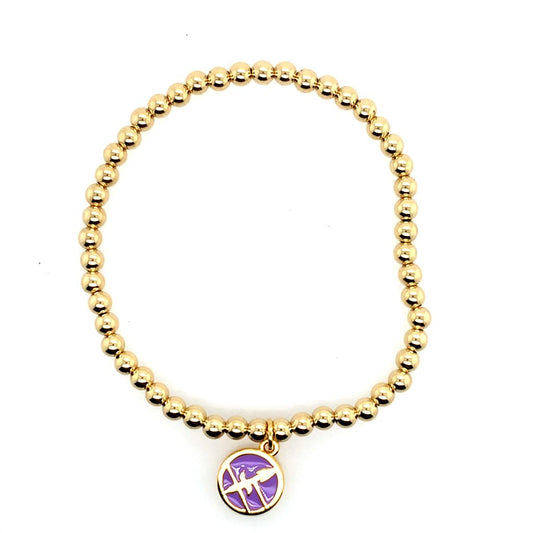 Dee Berkley Gold Filled Beaded Bracelet with Enamel Sagittarius Zodiac Charm