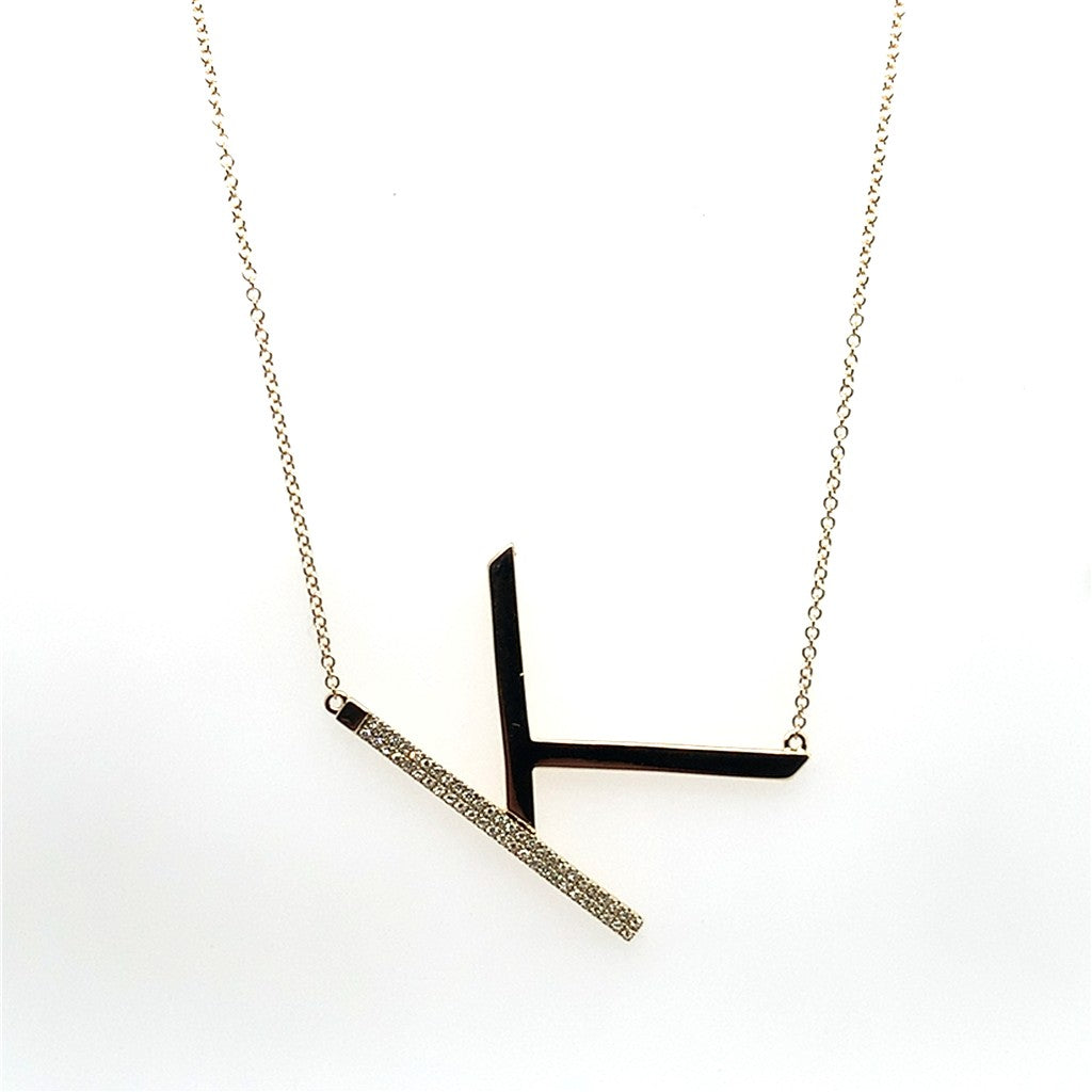 Shy Creation Diamond Big Initial "K" Pendant Necklace