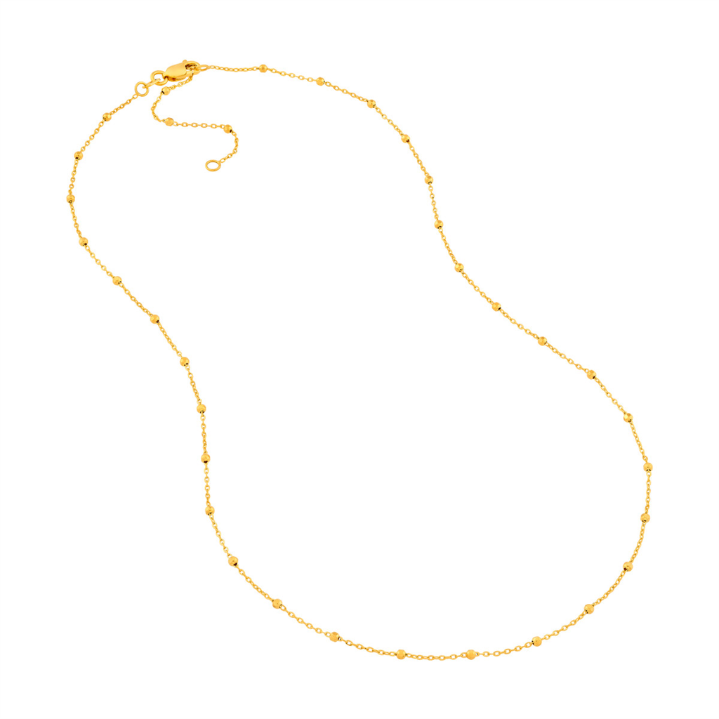 Gold 18" 1.7Mm Bead Station Saturn Chain