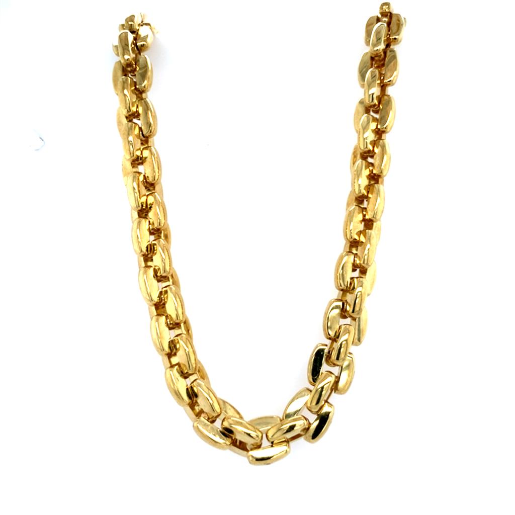 Estate 18K Puffed Brick Link Necklace