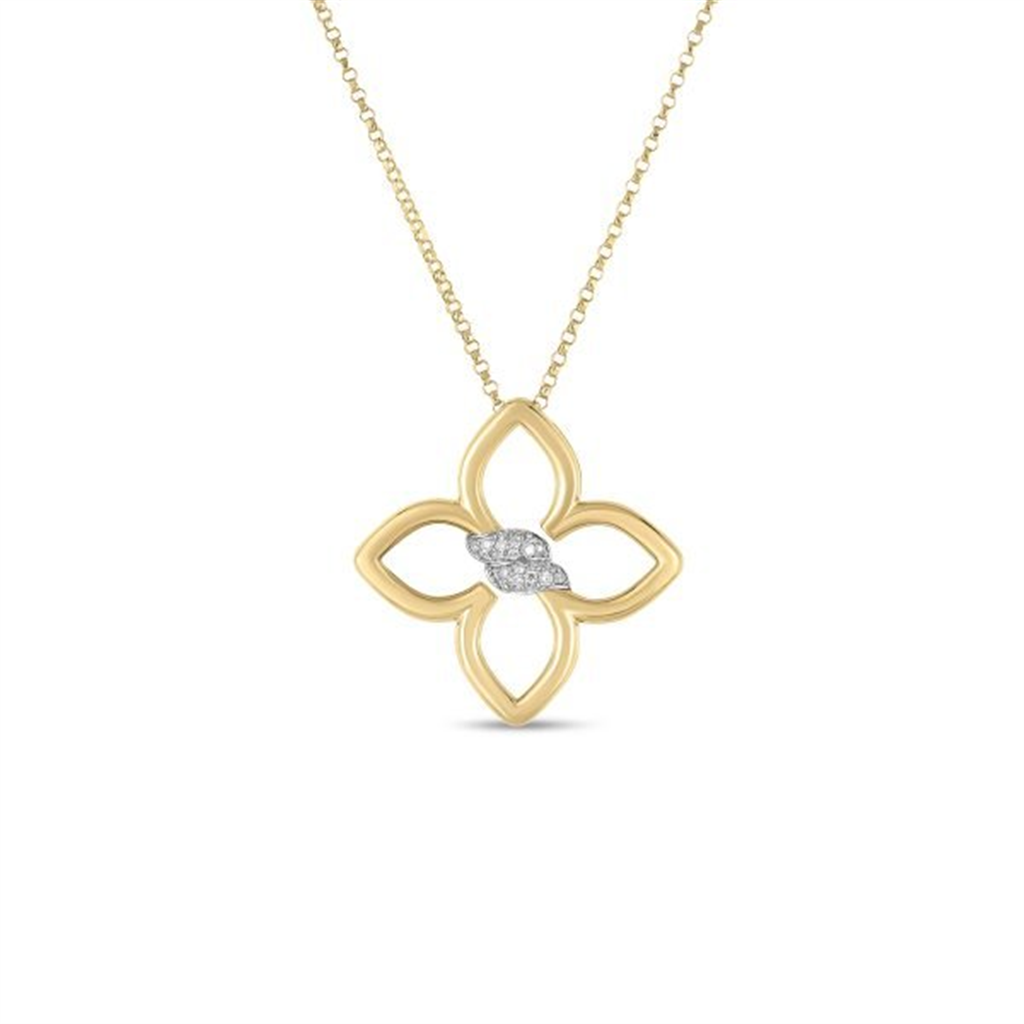 Roberto Coin Cialoma Small Diamond Flower Necklace