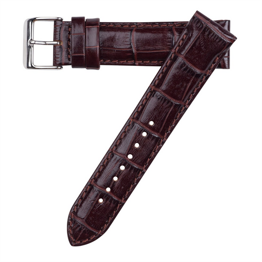 22Mm Dark Brown Genuine Calfskin Leather Watch Strap