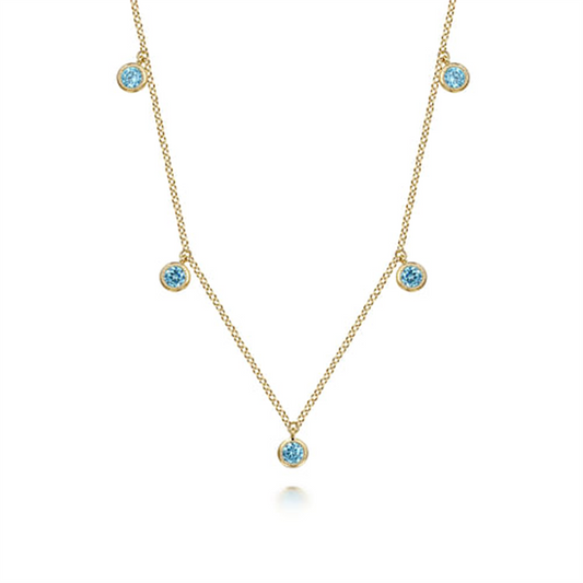 Gabriel London Blue Topaz Station Necklace