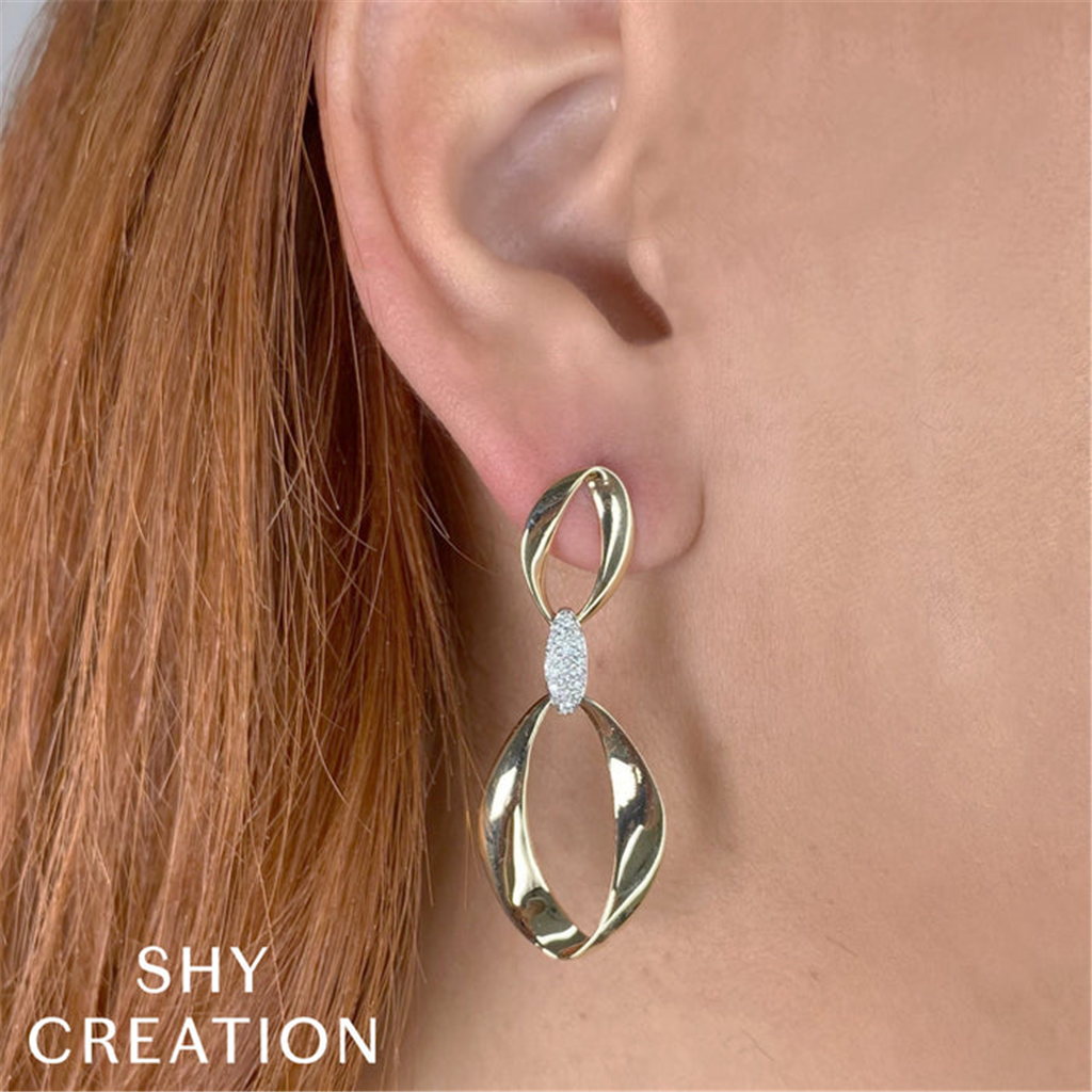 Shy Creation Diamond Mobius Earrings