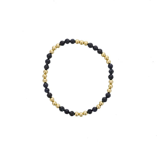 Dee Berkley Black Agate & Gold Bead Station Bracelet
