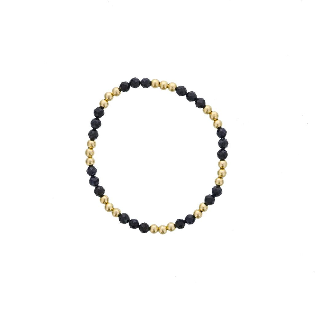 Dee Berkley Black Agate & Gold Bead Station Bracelet