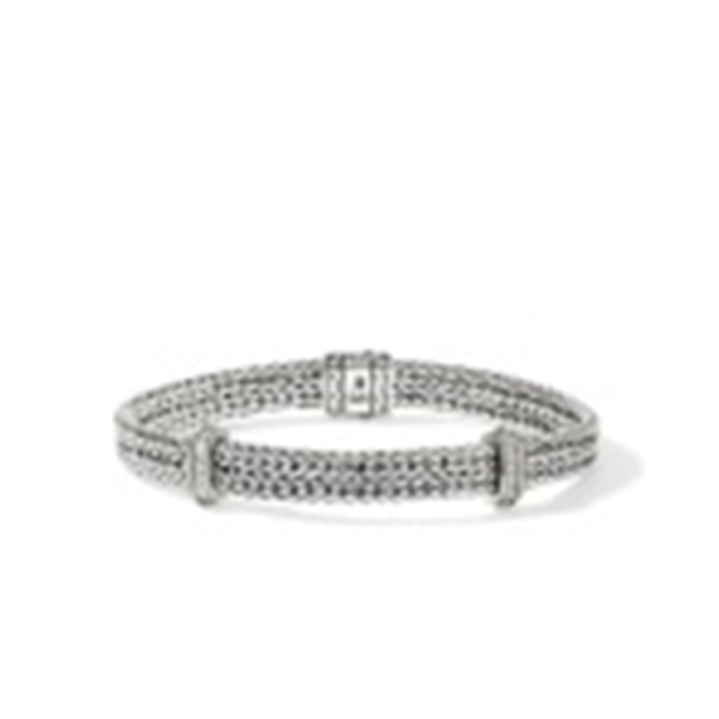 John Hardy Silver Icon Link Diamond Pave Flat Chain Bracelet