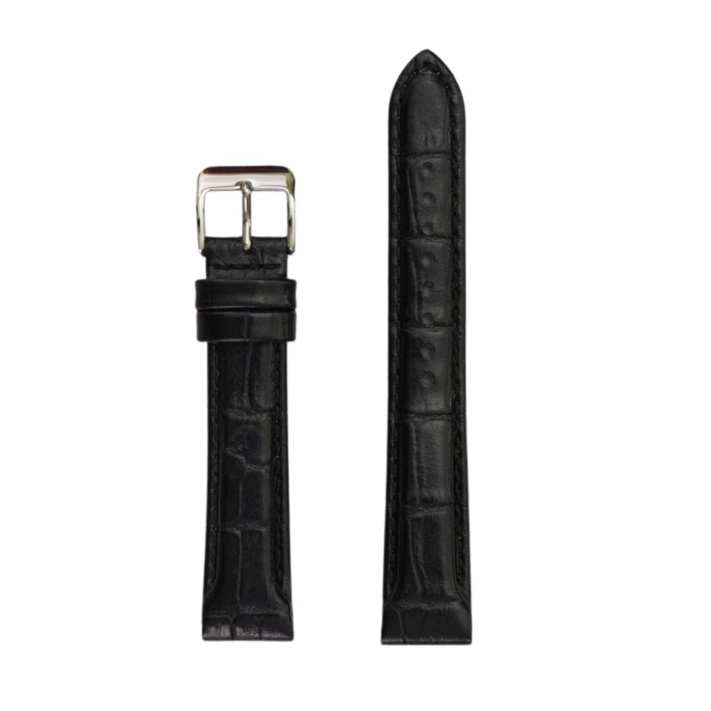 18Mm Black Leather Watch Strap
