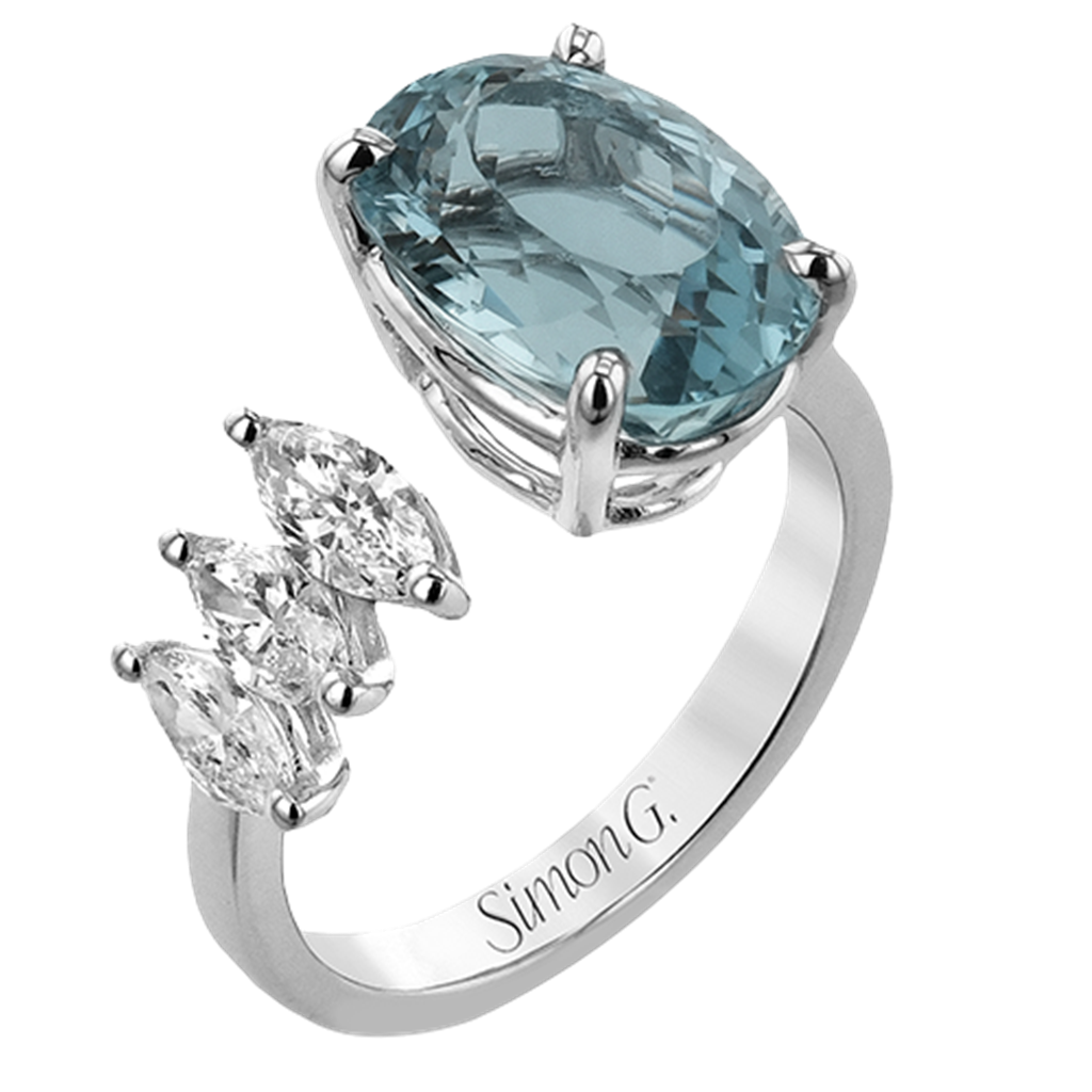 Simon G. Aquamarine & Diamond Ring