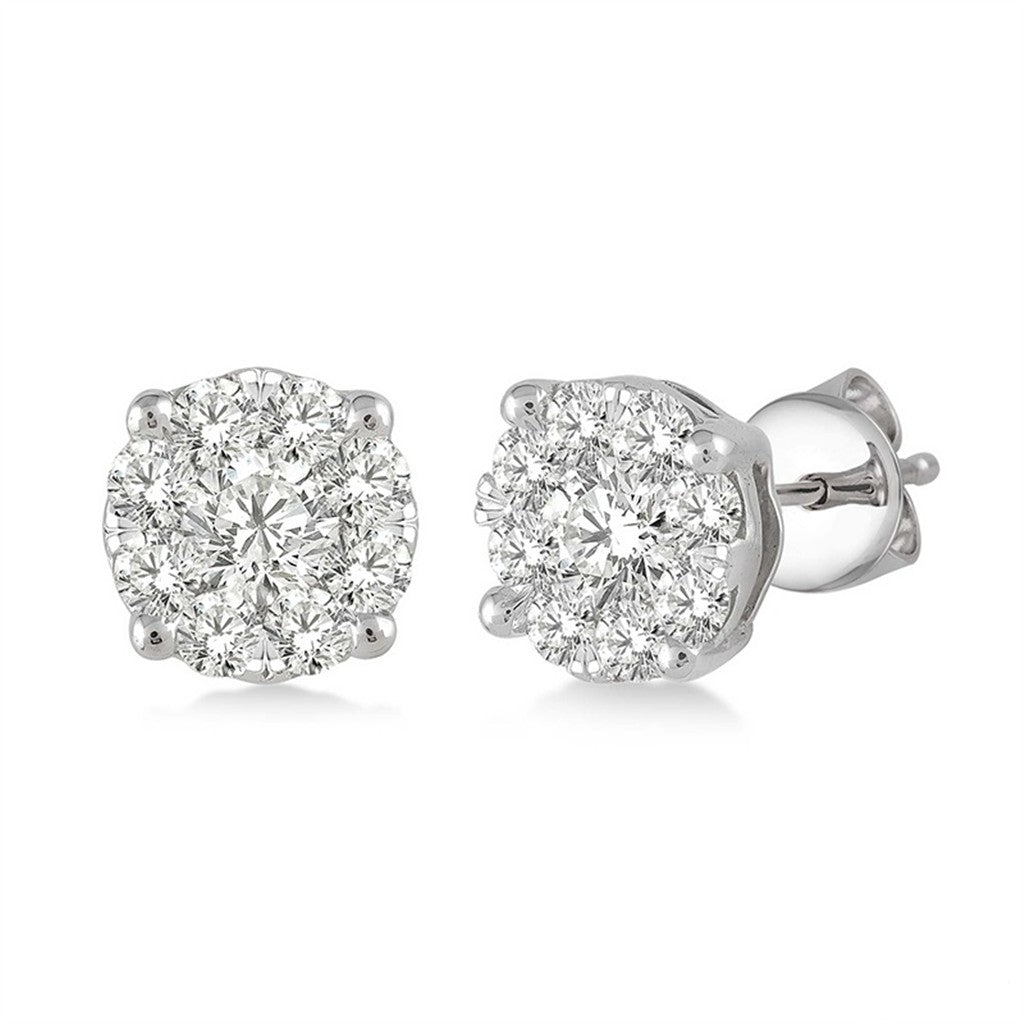 Rolland's Designs Cluster Diamond Earrings- 0.75Cts