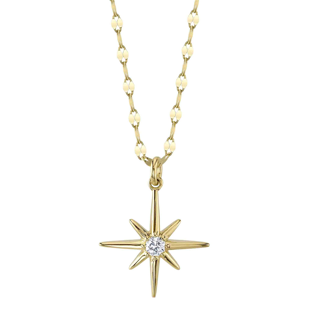 Shy 14Ky North Star Diamond Pendant Necklace