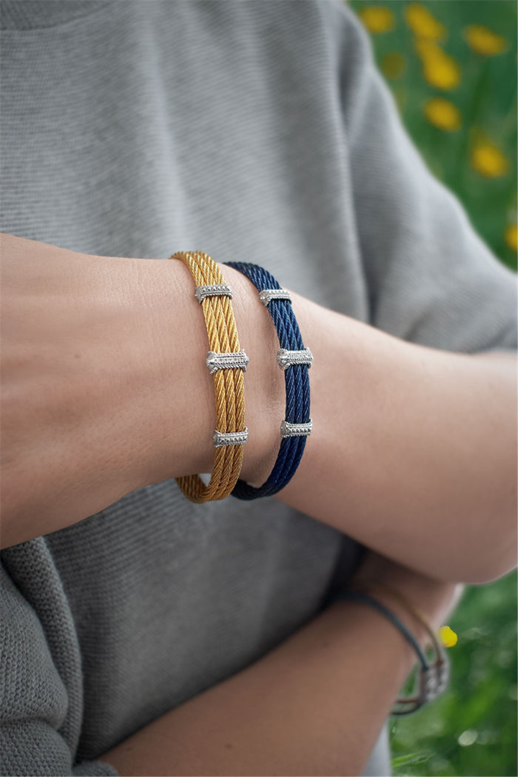 Alor Blueberry Triple Cable Diamond Station Bracelet