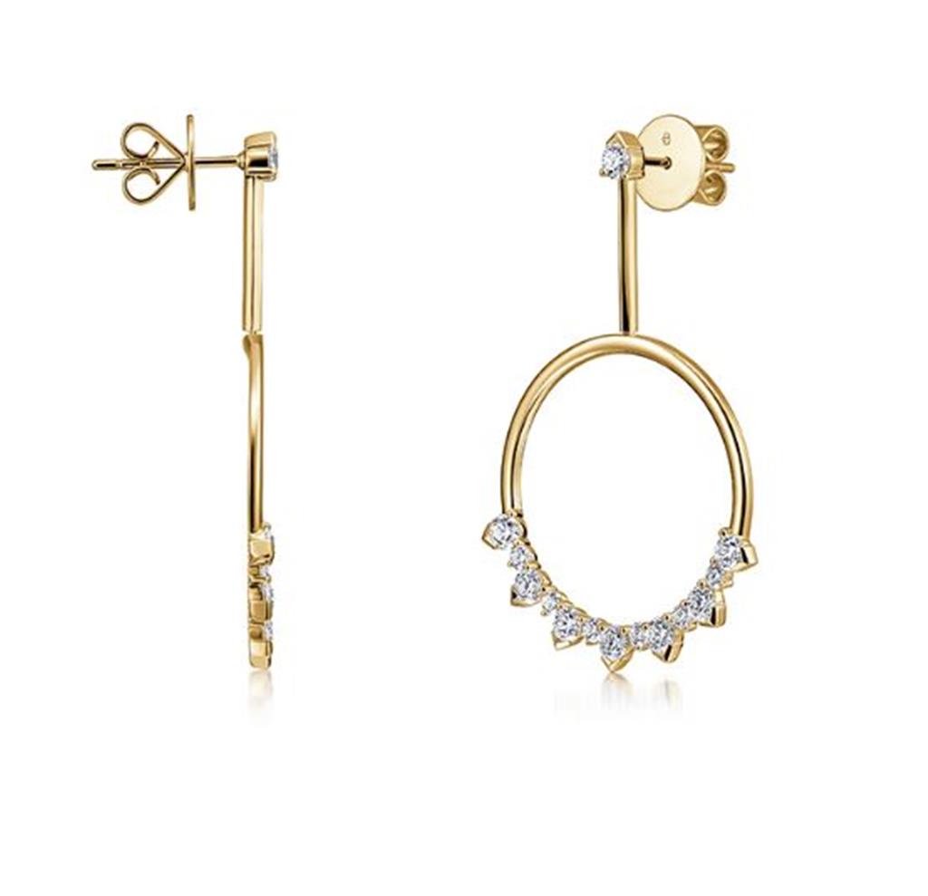 Hearts On Fire 18Ky Round Aerial Sunrise Drop Diamonds Earrings