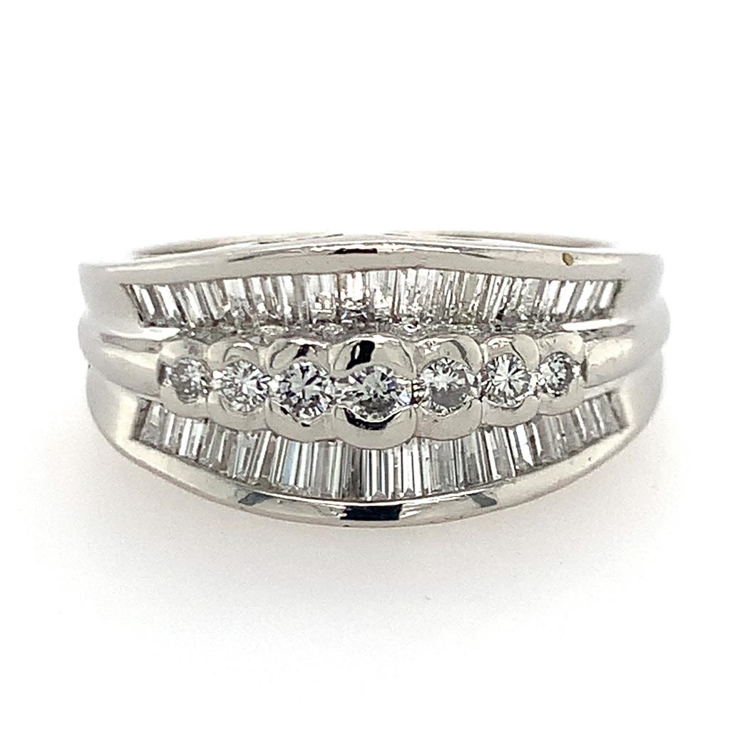 Estate Petite Baguette & Round Diamond Anniversary Band