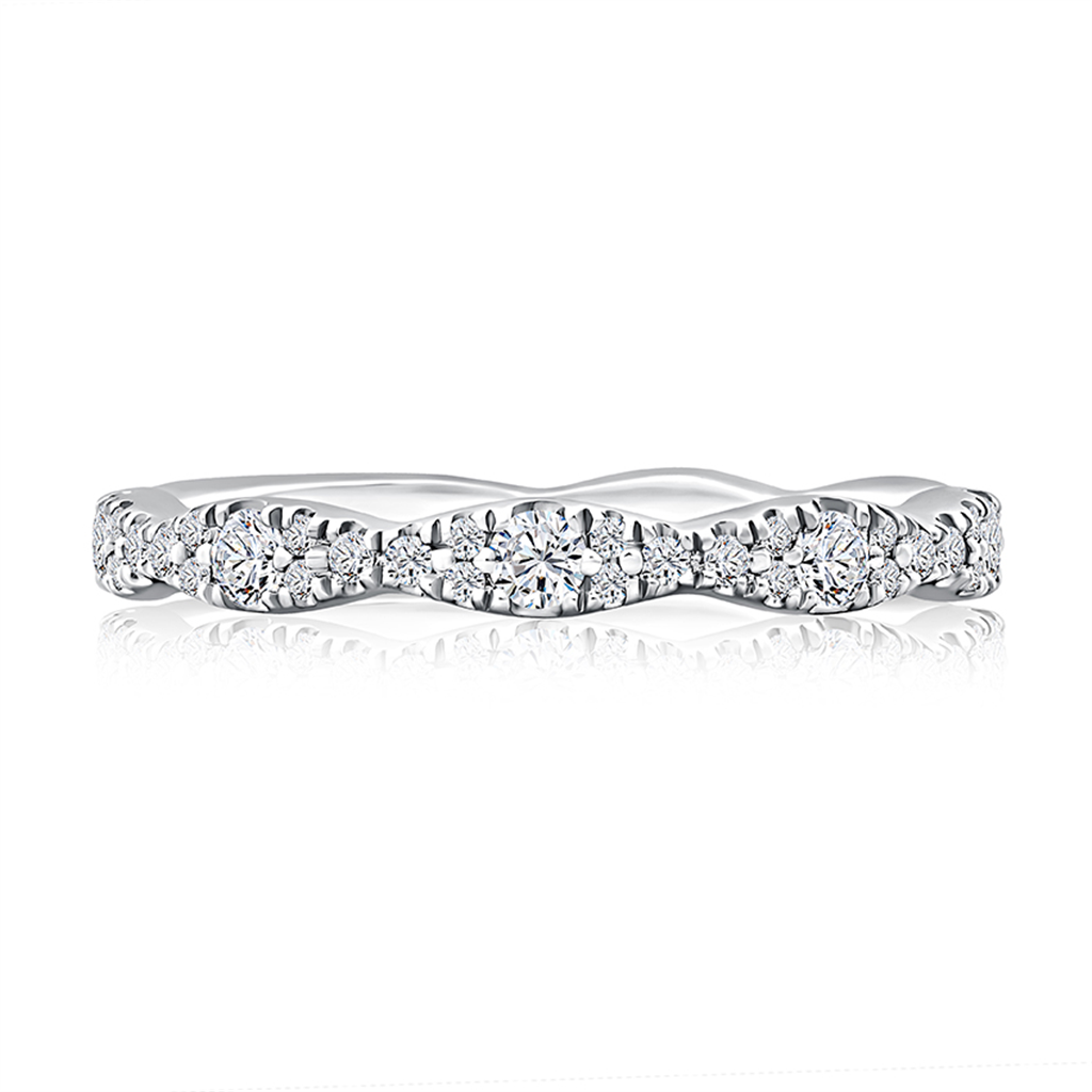 A Jaffe 14K White Gold Diamond Wedding Band