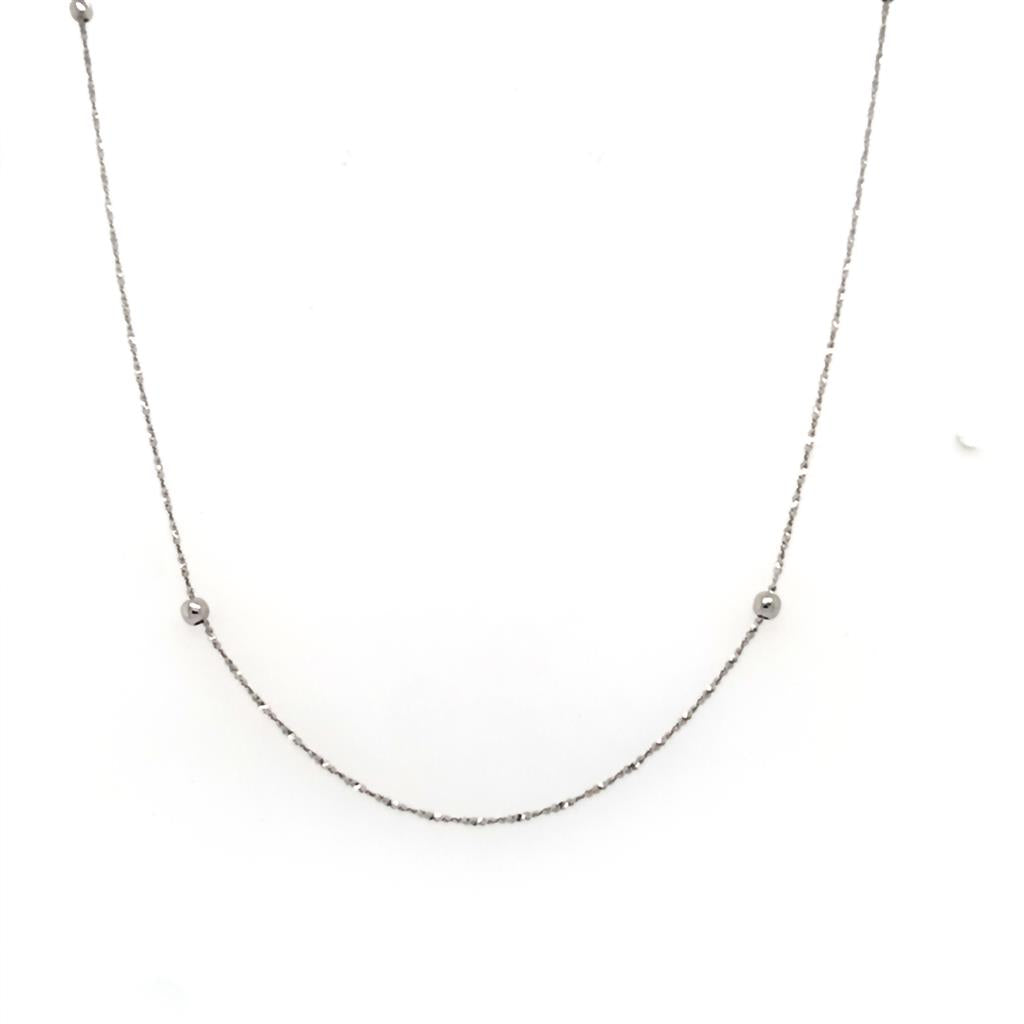 Estate 14K White Gold Beaded Chain