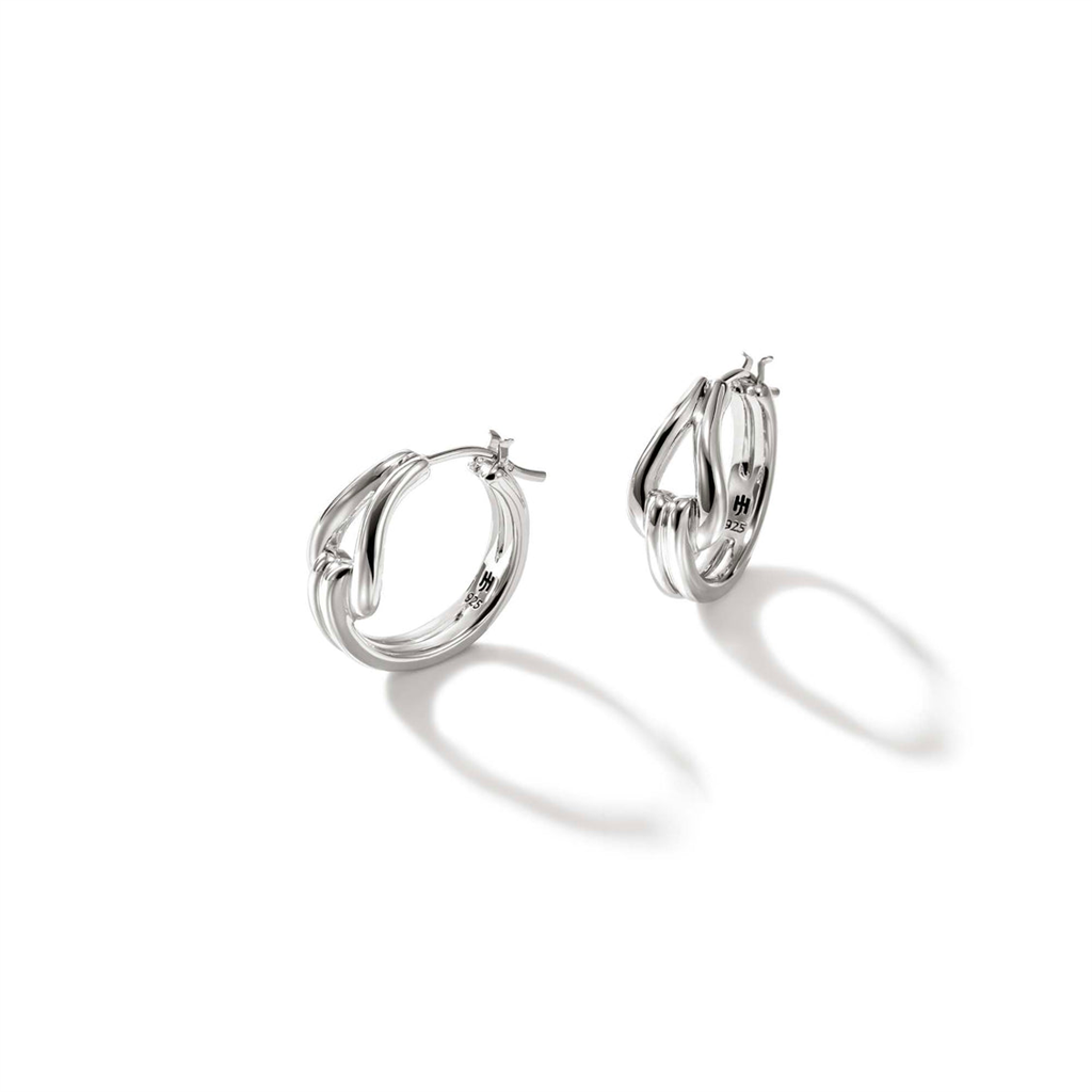 John Hardy Silver Surf Huggie Earrings