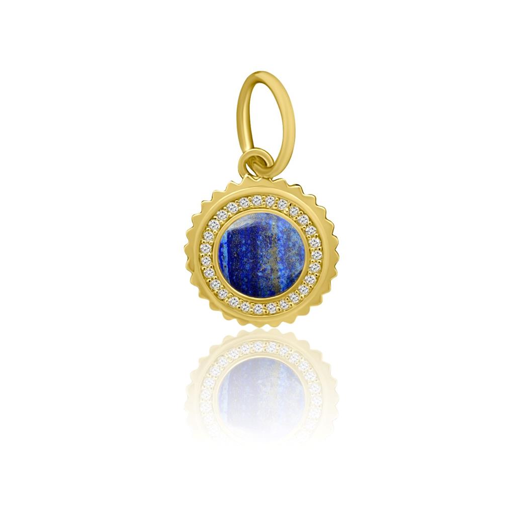 Rolland's Designs 14K Gold & Lapis Disc Pendant