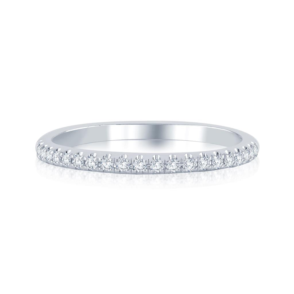 14K White Gold Diamond Wedding Band