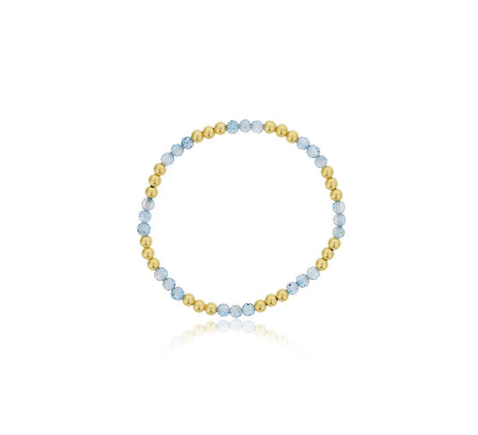 Dee Berkley 4Mm Blue Topaz and Gold Filled Beaded Bracelet