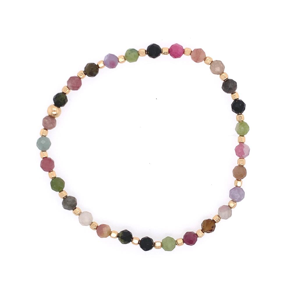 Dee Berkley Tourmaline Beaded Bracelet with Alternating Gold Filled Beads