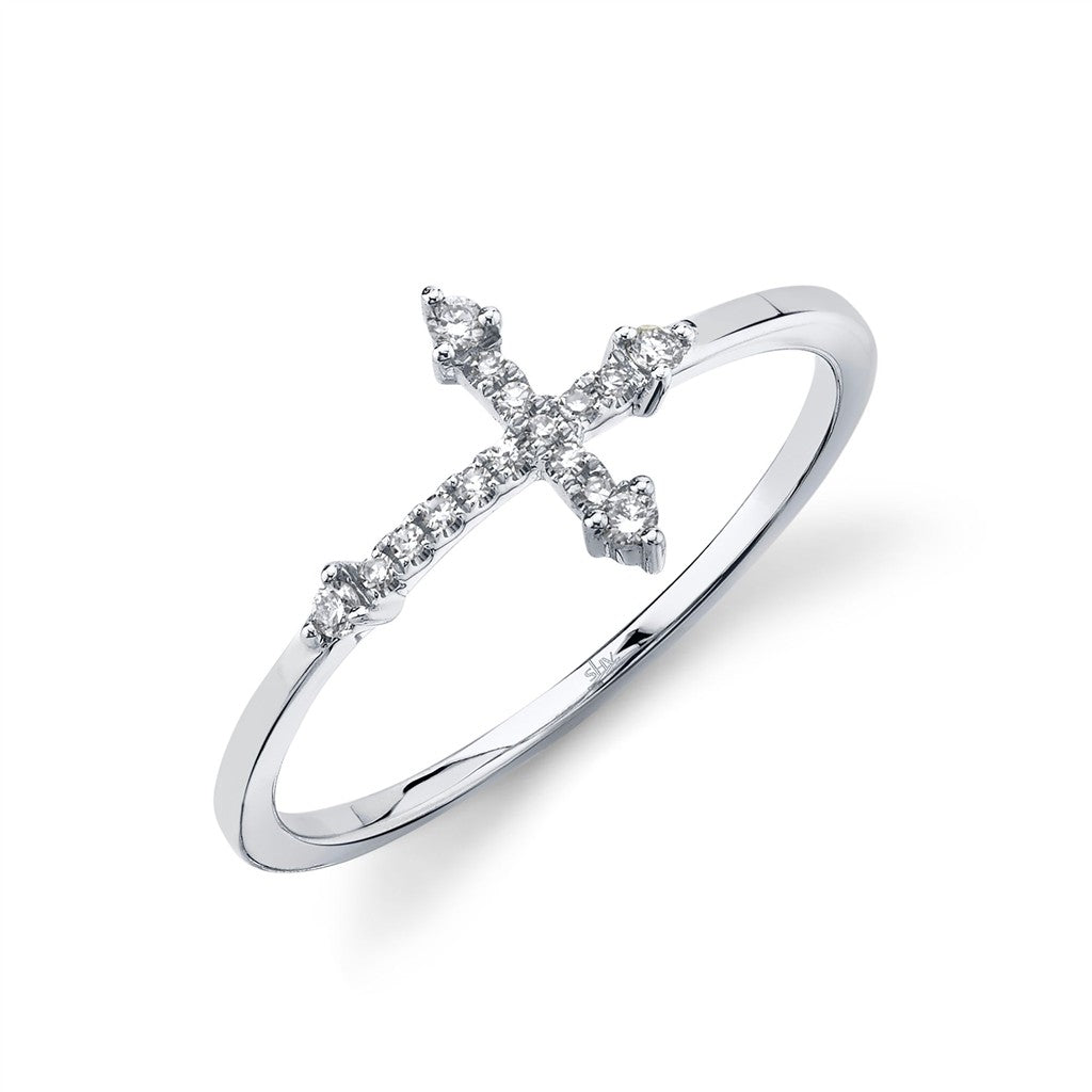 Shy 14K Diamond Cross Ring