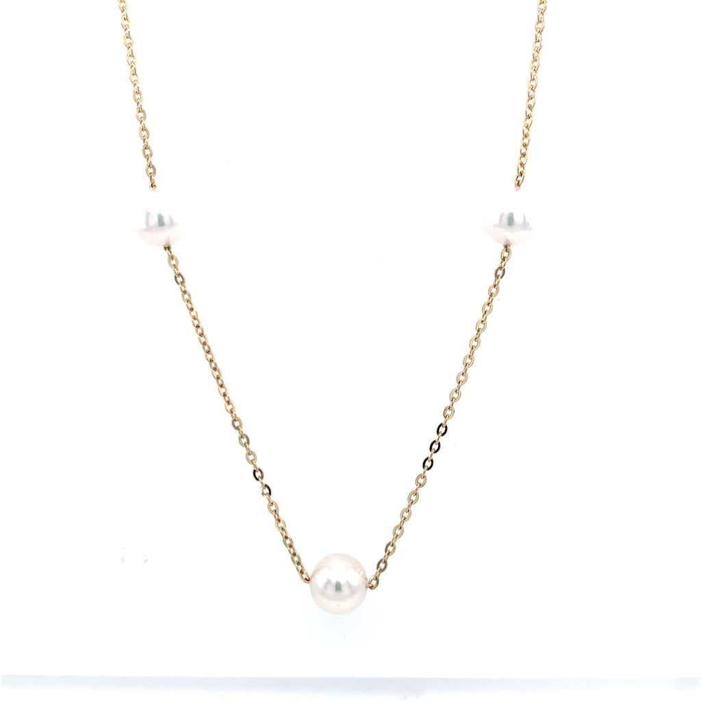 Rolland's Designs 14K Gold & Pearl Station Necklace