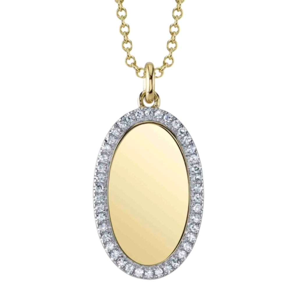 Shy 14Ky Oval Diamond Pendant