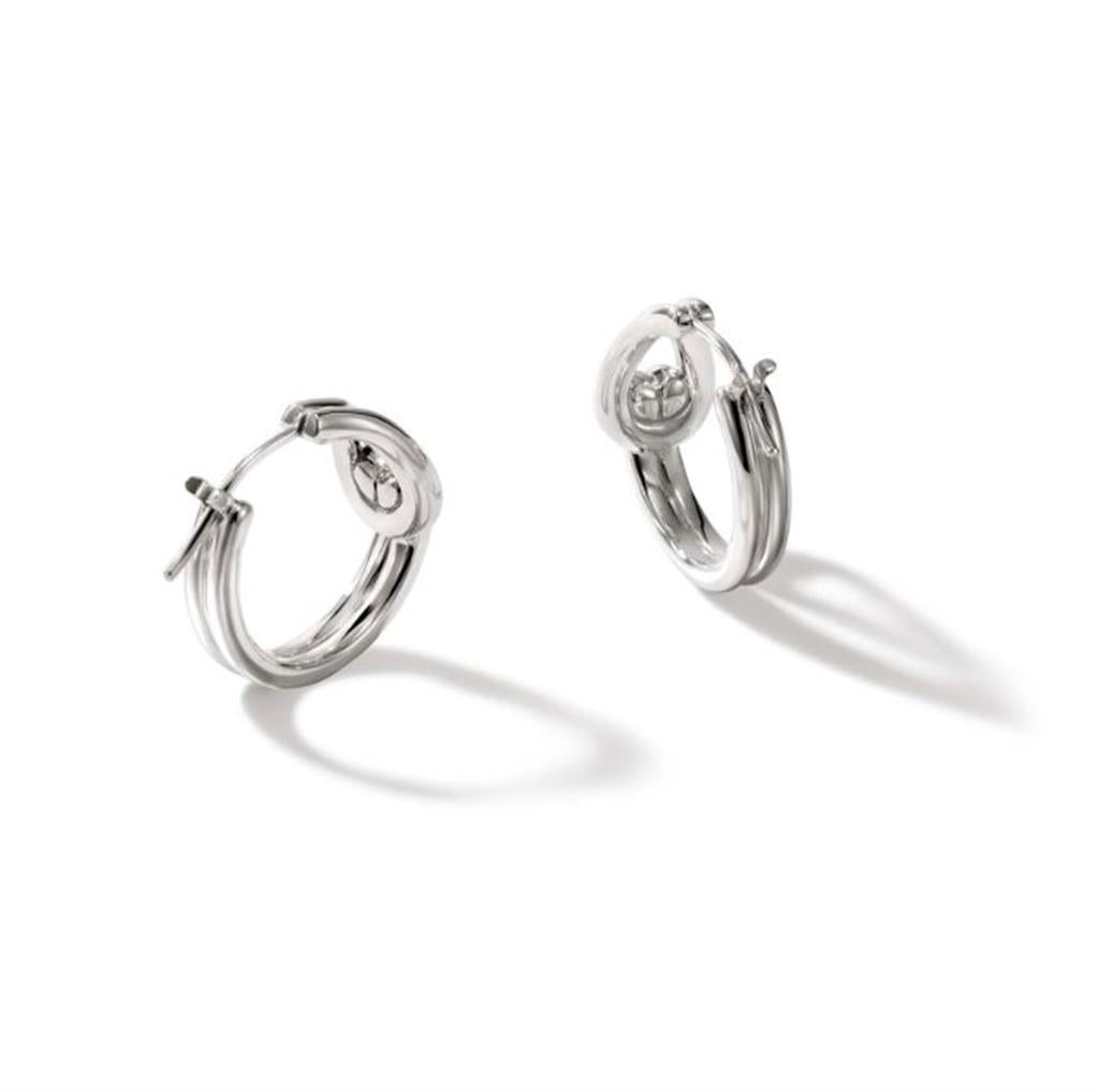 John Hardy Silver Surf Huggie Earrings