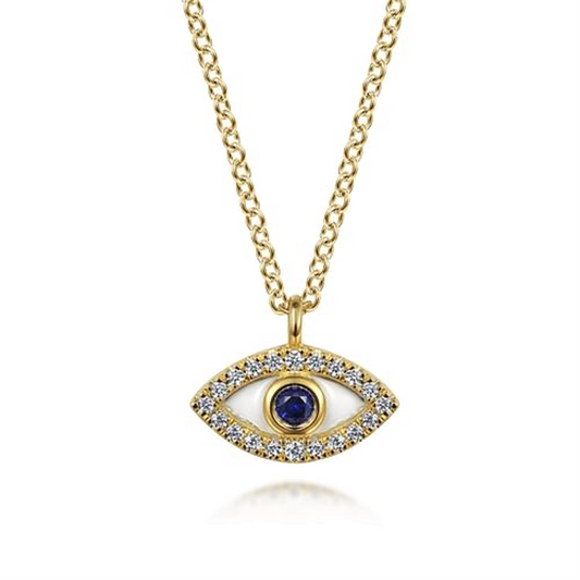 Gabriel Diamond And Sapphire Evil-Eye Pendant Necklace