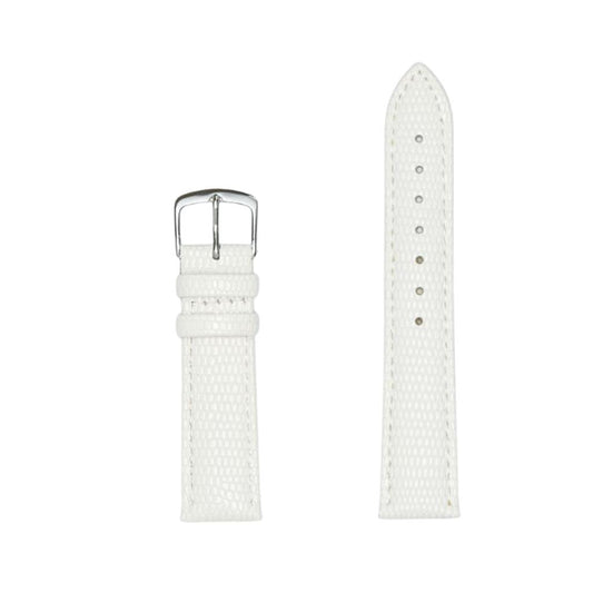 12Mm White Lizard Grain Leather Watch Strap