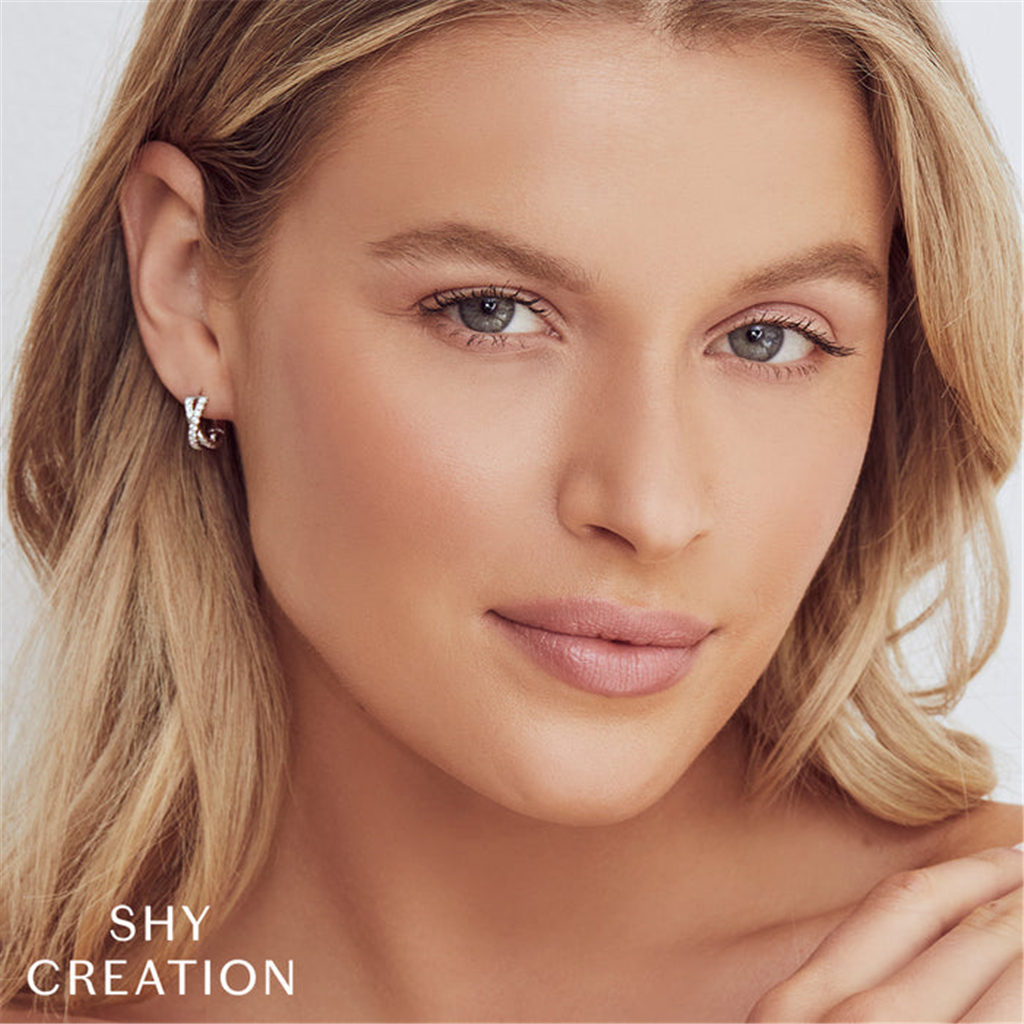 Shy 14Kw Criss Cross Diamond Huggies