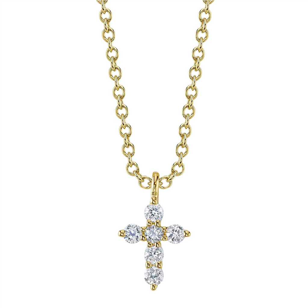 Shy 14Ky Diamond Cross Necklace