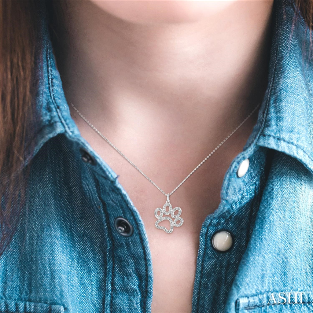 Sterling Silver Diamond Paw Print Necklace