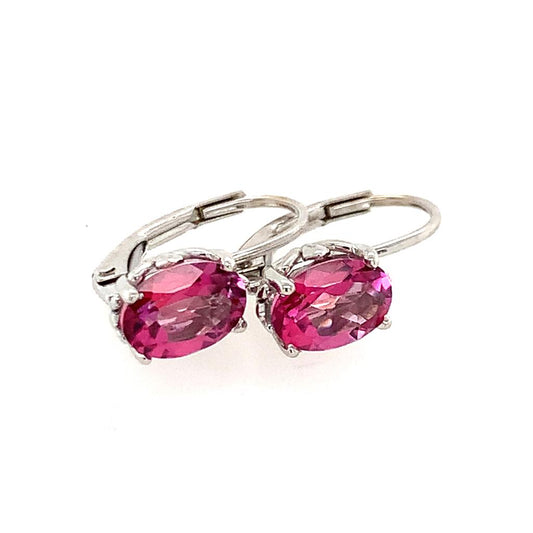 Rolland's Designs 14K White Gold & Pink Topaz Earrings