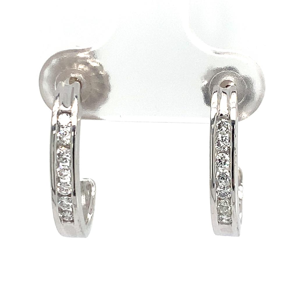 Estate 14K Diamond Channel J Hoops