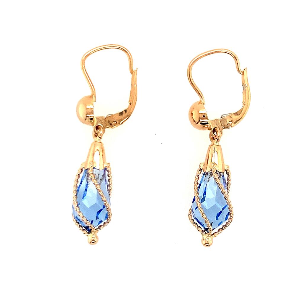 Estate 14K Gold Crystal Drop Earrings