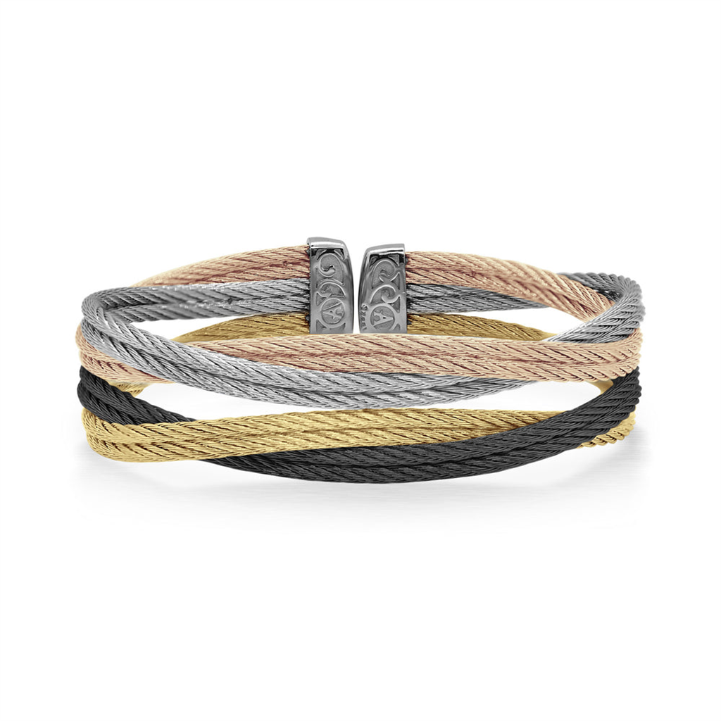 Alor Black, Grey & Yellow Cable Bangle
