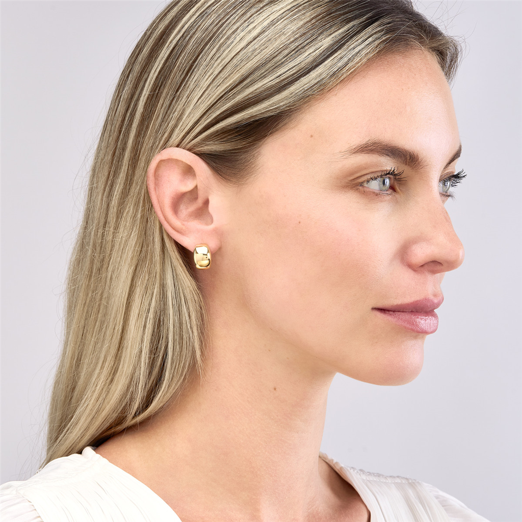 Rolland's Design Gold Wide Dome Hoop Earrings