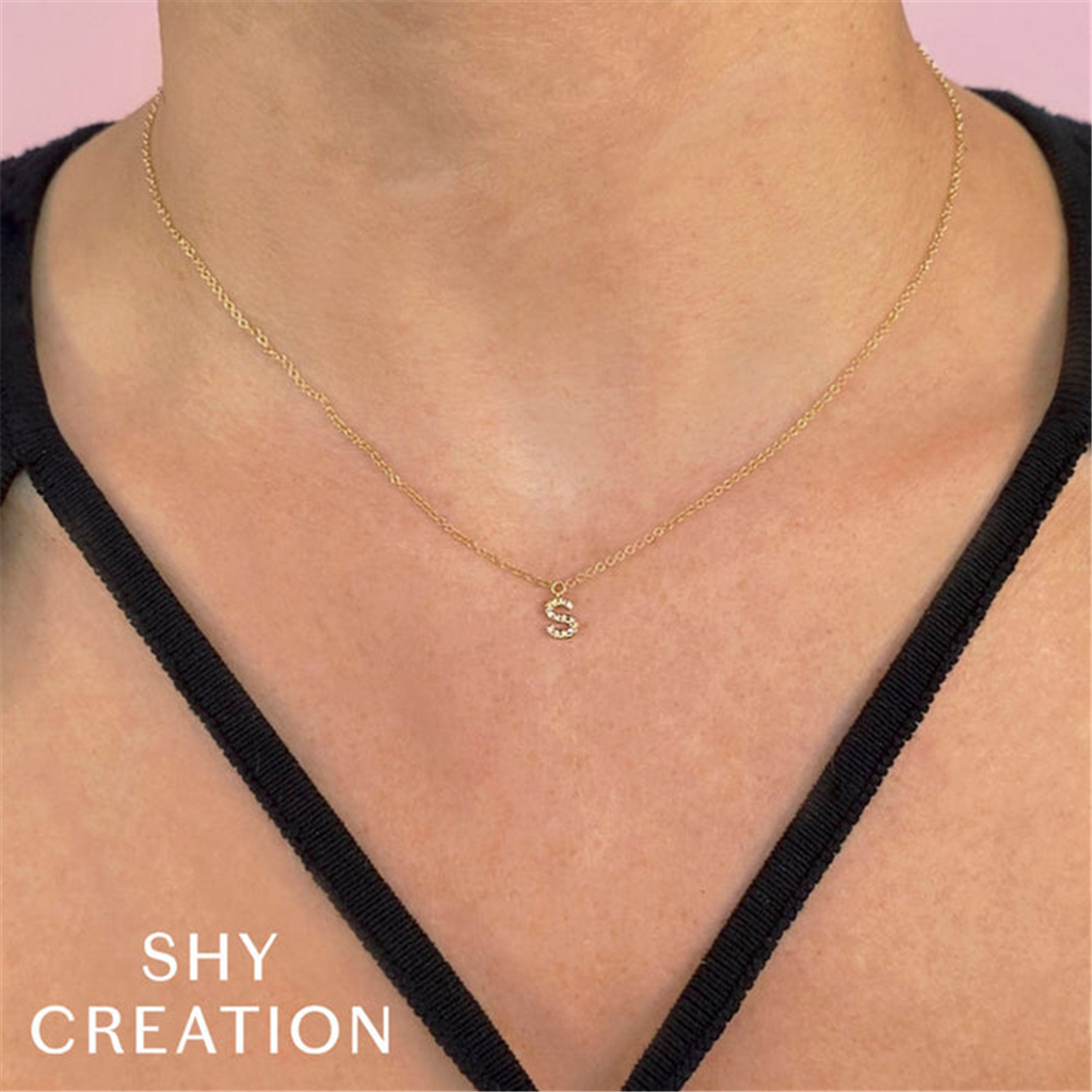 Shy 14Ky Diamond Initial "C" Necklace