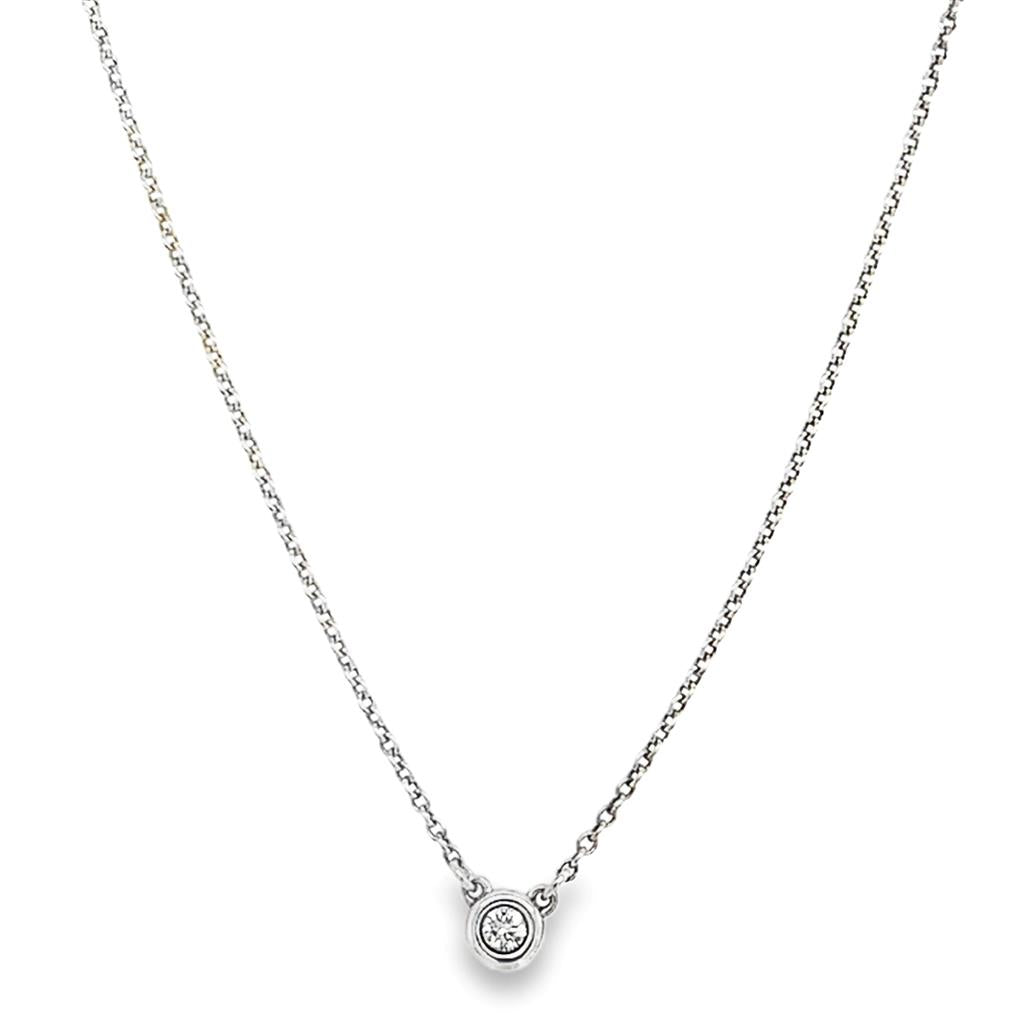 Estate Sterling Silver Tiffany & Co Diamond Bezel Necklace