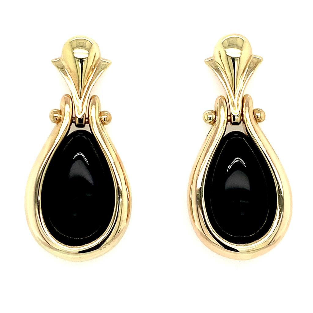 Estate 14K Gold Black Onyx Earrings