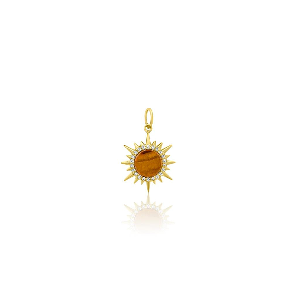 Rolland's Designs 14K Gold & Tiger Eye Sunburst Pendant