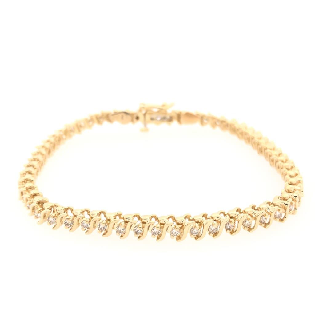 Estate 14K Gold Diamond "S" Style Tennis Bracelet