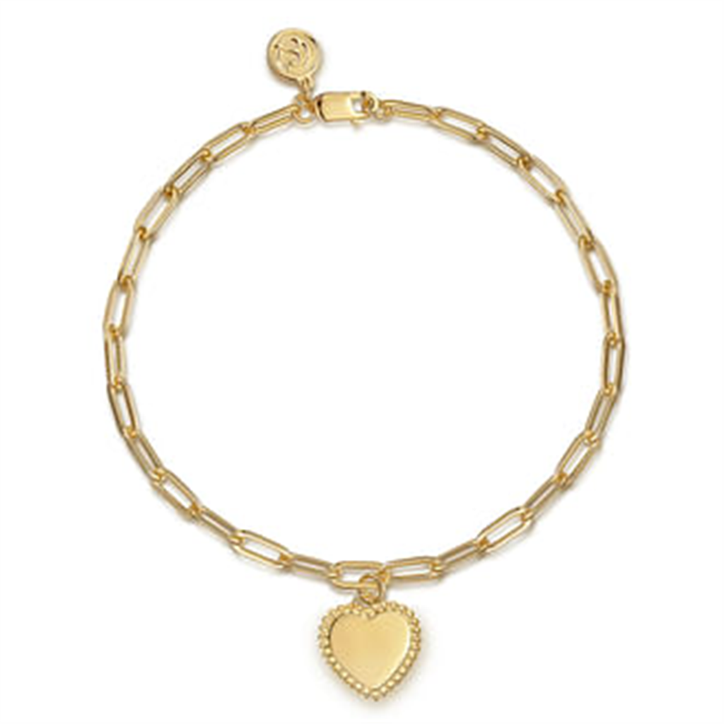 Gabriel Paperclip Chain Bracelet with Personalized Bujukan Framed Heart Charm