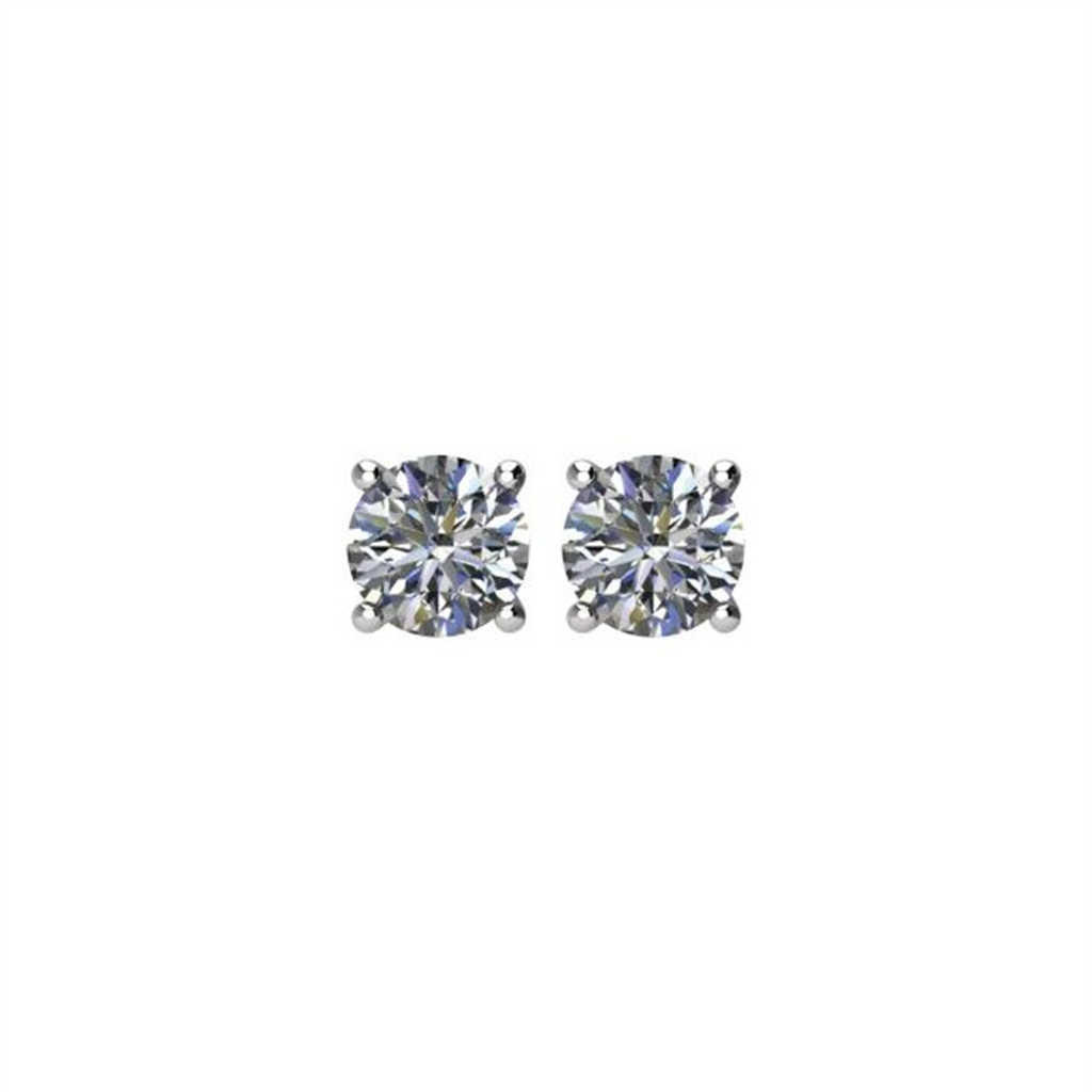 14K White Diamond 4-Prong Stud Earrings 0.20Cts